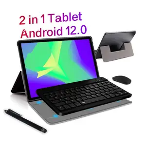 Oem徽标10英寸Android 12 Google Play商店2合1笔记本电脑tablette 4gb 64gb 128GB带键盘笔鼠标的游戏平板电脑