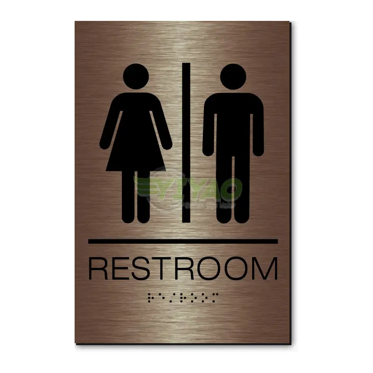 YIYAO 욕실 화장실 브러쉬 스테인레스 스틸 호텔 에칭 로그인 간판