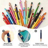Stylo à bille de haute qualité DingHong promotionnel en or rose 2 en 1 avec écran tactile pour aluminium, caoutchouc souple, usage au bureau et à l'école, logo personnalisé