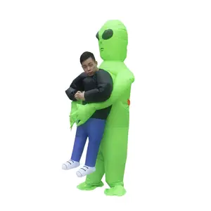 流行圣诞派对赛博朋克绿色外星人幽灵外星人设计成人定制充气服装