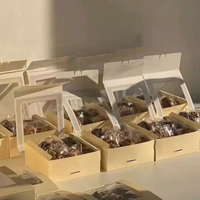 Boîte à pâtisserie transparente à fenêtre pour gâteau en couches, style coréen, pour biscouits en forme de bateau de riz glutineux, flocons de neige et madeleines