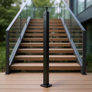 Poteau de garde-corps en câble d'acier inoxydable 42x1x2 pouces avec trous angulaires à 30 degrés, noir, pièces d'escalier - Product Image 2