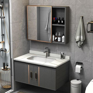 Mueble de Baño de Aluminio Espacial de Estilo Moderno y Lujoso <span class=keywords><strong>Jmo</strong></span>, Combinación Minimalista para Apartamentos Pequeños, Lavabo para Baño - Product Image 4