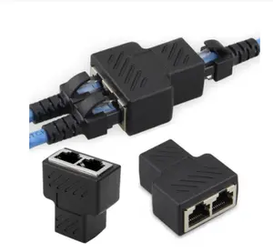 1 To 2 Way LAN RJ45 Extender Splitter Ethernet Adapter For Internet Cable Connection 1 Input 2 Output High Quality