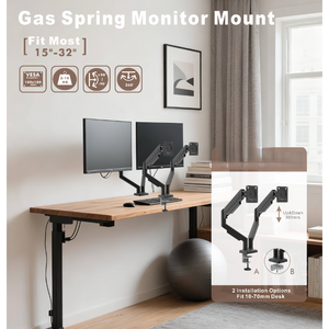 Support de bureau réglable à <span class=keywords><strong>double</strong></span> <span class=keywords><strong>bras</strong></span> pour écran d'ordinateur portable, ergonomique, pour jeux vidéo - Product Image 4