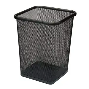 Set of 2 Square Metal Wire Waste Bin, Mesh Garbage Trash Can for Office Home Bedroom