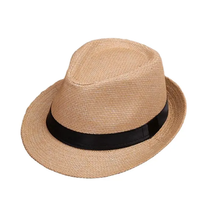 Goedkope Vintage Designer Flat Fedora Hoed Zomer Stro Trilby Hoed