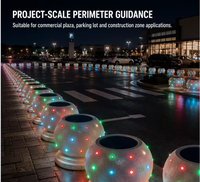 Boule de pierre réfléchissante solaire lumineuse, barrière de route, bloqueur de passage, lumières LED clignotantes, montage au sol pour centre commercial, parking
