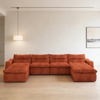 Canapé d'angle modulable en tissu convertible et extensible en forme de L pour salon, avec fonction lit et fonction pivotante, design moderne et compact