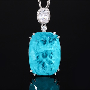High Quality 20*28mm Square Imitation Emerald Jewelry Eco-friendly <b>Copper</b> Green Zirconia Solitaire Pendant Necklace for Women - Product Image 3