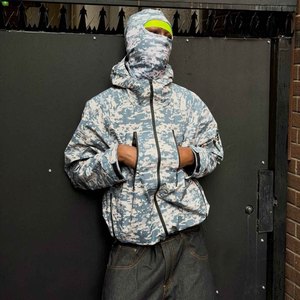 Ventes en gros de vestes coupe-vent en nylon imperméable à l'eau imprimées camouflage personnalisées, légères, à fermeture éclair, à <span class=keywords><strong>capuche</strong></span>, en softshell pour hommes - Product Image 4