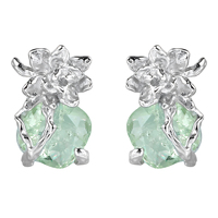 925 Sterling Silber Feine Blumen-Ohrringe für Frauen Luxuriöse Grüne Zirkon-Jasmin-Ohrstecker Maßgefertigter Designer-Schmuck