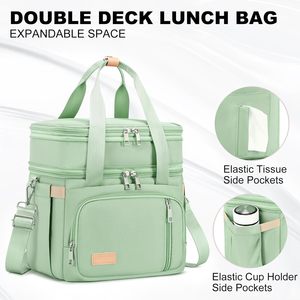 Free Sample Durable HDPE Cooler <b>Bag</b> Double Compartments Insulated <b>Lunch</b> <b>Bag</b> 24L Waterproof Leakproof <b>Shoulder</b> <b>Strap</b> for Men Work - Product Image 3