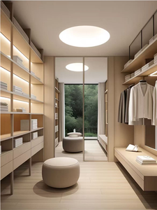 ไม้อัดแบบเดินในตู้เสื้อผ้าพร้อมไฟ LED สำหรับตู้เสื้อผ้าห้องนอนดีไซน์หรูหราออกแบบได้ตามต้องการ - Product Image 4