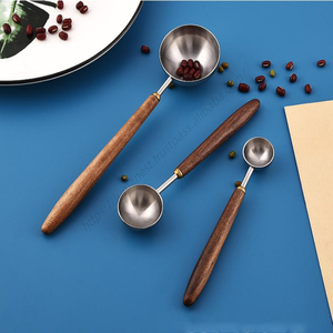 Cuillère à café en acier inoxydable Syh1220 avec manche en bois de noyer, longue cuillère doseuse élégante en métal, vente en gros - Product Image 5