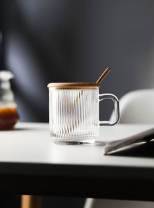 Vasos de Whisky SQ114 al por Mayor, Vaso de Agua de Cristal Vertical con Tapa de Madera, Taza de Vidrio para Leche y Café para el Hogar - Product Image 4