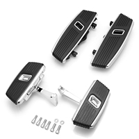 Kit de repose-pieds pour passager style Kahuna pour Harley Touring 1980-2023 FLHX FLTR FLHR, ensemble de repose-pieds noir chromé