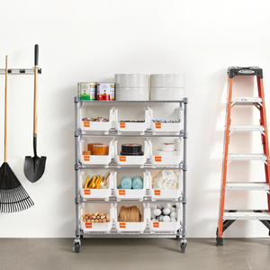 מדף אחסון מתגלגל בן 5 קומות עם 12 סלי אחסון, מדף תיל מפלדה עם גלגלים למוסך, משרד ומטבח - Product Image 2