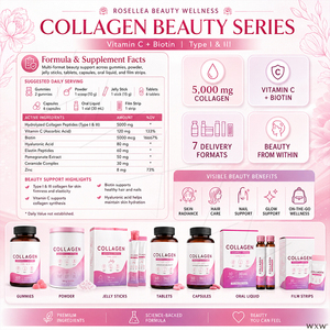 Gomitas de Colágeno de Alta Calidad Tipo I y III con Vitamina C y Biotina para Mejorar la Piel, el Cabello y las Uñas, Gomitas Antienvejecimiento para la Belleza y el Bienestar - Product Image 3