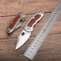 Couteau pliant de poche F113 personnalisé, cadeau, EDC, camping, chasse, tactique, mini, 2,64 pouces, acier inoxydable, portable, verrouillage par insertion, manche en bois