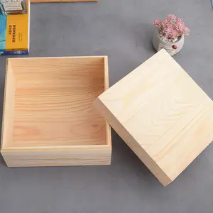 wooden gift box with cover natural wood container wooden storage organizer case