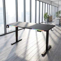 Bureau Ergonomique Électrique Assis-Debout avec Éclairage RGB Flow Light, Grande Surface en Fibre de Carbone, Table de Bureau et de Gaming