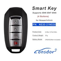 Clé intelligente universelle Lonsdor NS30-21 pour Nissan, 4 boutons, puce ID46/ID47/ID4A, 315 MHz, 433,92 MHz, télécommande de voiture, clé de voiture K518