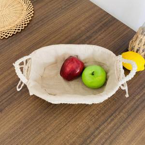 Artisan Tissé Grand Coton Corde Panier <span class=keywords><strong>À</strong></span> <span class=keywords><strong>Pain</strong></span> De Luxe Renforcé Cadre En Fer Lavable <span class=keywords><strong>Tissu</strong></span> Insert Rustique Organisation Poignées - Product Image 5