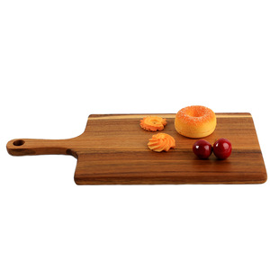 Tabla de cortar de madera de acacia de 40x20x1.5cm, rectangular, con asa, para servir frutas, pan y otros alimentos en la cocina. - Product Image 4