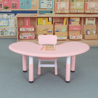 Table moderne en forme de lune pour l'éducation précoce Table de classe élévatrice en plastique pour enfants École maternelle Étude Ajustable Maternelle