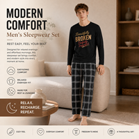 Setelan Piyama Lembut dan Nyaman 2 Potong, Ukuran Besar, Lengan Panjang, Tren Loungewear