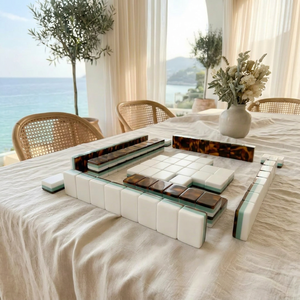 Art Deco <b>Mahjong</b> <b>Set</b> Bone China Style Tiles Tortoise Pattern Tabletop Game for Home Entertainment - Product Image 1