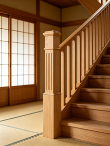 Poteau d'escalier carré cannelé en bois massif, balustre de main courante, fournisseur en gros, fabricant sur mesure, capacité de charge élevée - Product Image 3