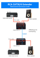 Convertisseur RCA bidirectionnel à 2 canaux sur Cat5e/6 jusqu'à 150m RCA Audio Extender