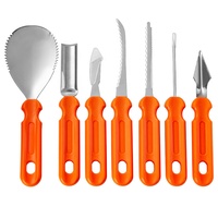 Kit de 8 outils de sculpture et de décoration de fruits OEM, grattoir, en acier inoxydable et plastique, pour Halloween, pour la sculpture de citrouilles, Orange Wonderfulife