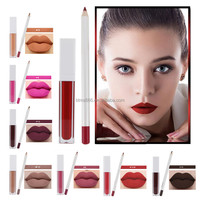 Quantité minimale de commande bas marque privée végétalien 21 couleurs en gros 2 en 1 ensemble de brillants à lèvres imperméable nu mat liquide rouge à lèvres et crayon à lèvres