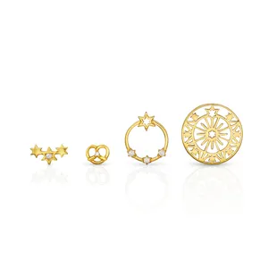 Chris April fashion In Stock 925 sterling silver Gold Plated Custom Vermeil Stud Earrings Set for women 2020
