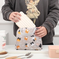 Nouvelle boîte à lunch thermique en tissu Oxford, motif dessin animé mignon, avec doublure en feuille d'aluminium, grande capacité, sac bento pour extérieur