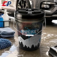 Seau en plastique PP rond pour le detailing automobile avec couvercle à vis refermable pour un stockage polyvalent