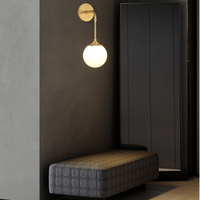 Lámpara de Pared LED de Estilo Nórdico Minimalista, con Globo de Cristal y Cuerpo de Latón, para Oficina o Edificio
