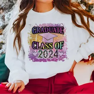 Atacado design personalizado Classe de 2024 graduação sênior dtf transferência de calor para camisa