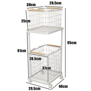 Panier à linge sale sur pied, moderne, en acier inoxydable, étanche, pour cuisine, rectangulaire, double niveau - Product Image 2