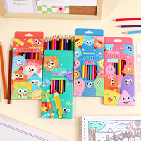 Kit de dessin 12 couleurs Monstre mignon de dessin animé en gros, ensemble de crayons de papeterie scolaire pour enfants