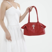 Sac fourre-tout convertible tendance et élégant pour femme, grande capacité, décontracté, simple, texture grain de litchi, fermeture éclair, porté épaule