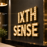 Lettres en relief 3D personnalisées en or avec ampoules LED chaudes