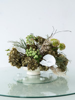 Centre de table floral artificiel multi-tonalités et changeant d'ambiance, arrangement Anthurium, Hortensia et Rose avec vase en céramique pour mariage et fête