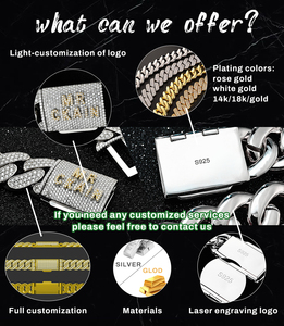 Cadena Cubana de 14 mm con Eslabones Elevados, Latón, Diamantes VVS, Moissanita, Chapado en Oro Rosa, Collar con Piedras, Joyería Hip Hop - Product Image 6