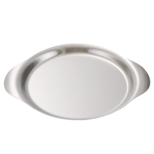 Stainless Steel Double-Handled Plate Flat Bottom For Pasta Fried Chicken Barbecue Dessert General Use <b>Microwave</b> Safe - Product Image 5