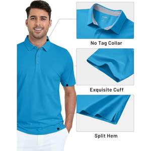 Cotrasen Hombre para Polos Rendimiento Humedad Absorbe Algodón Piqué 3 Botones Ajuste Clásico Transpirable Golf Top Casual Corto - Product Image 5