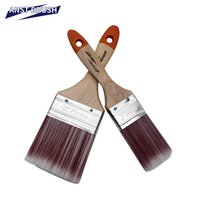 Pinceau plat à poils en polyester (blanc + rouge bordeaux) de 1 à 4 pouces, manche en bois cannelé de 75 mm, pour peinture à base d'eau, usage industriel, OEM